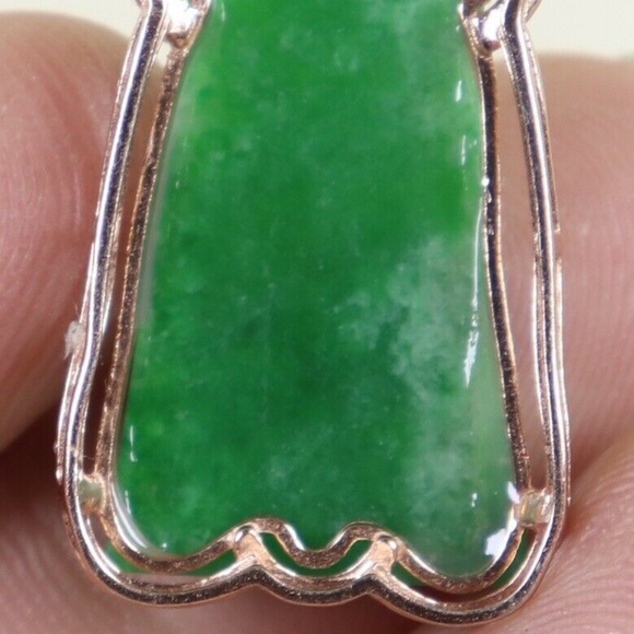 Certified Green 100% Natural A JADE jadeite 925 Silver Pendant - Picture 5 of 7